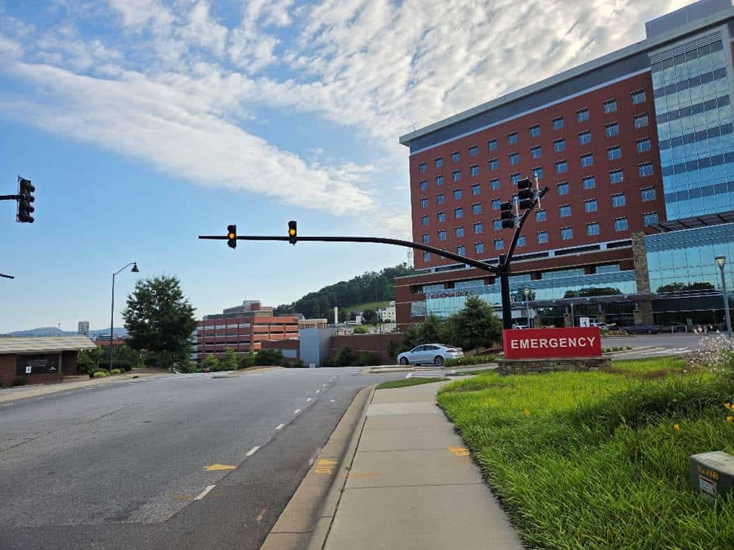 The intersection in front of Mission Hospital in Asheville